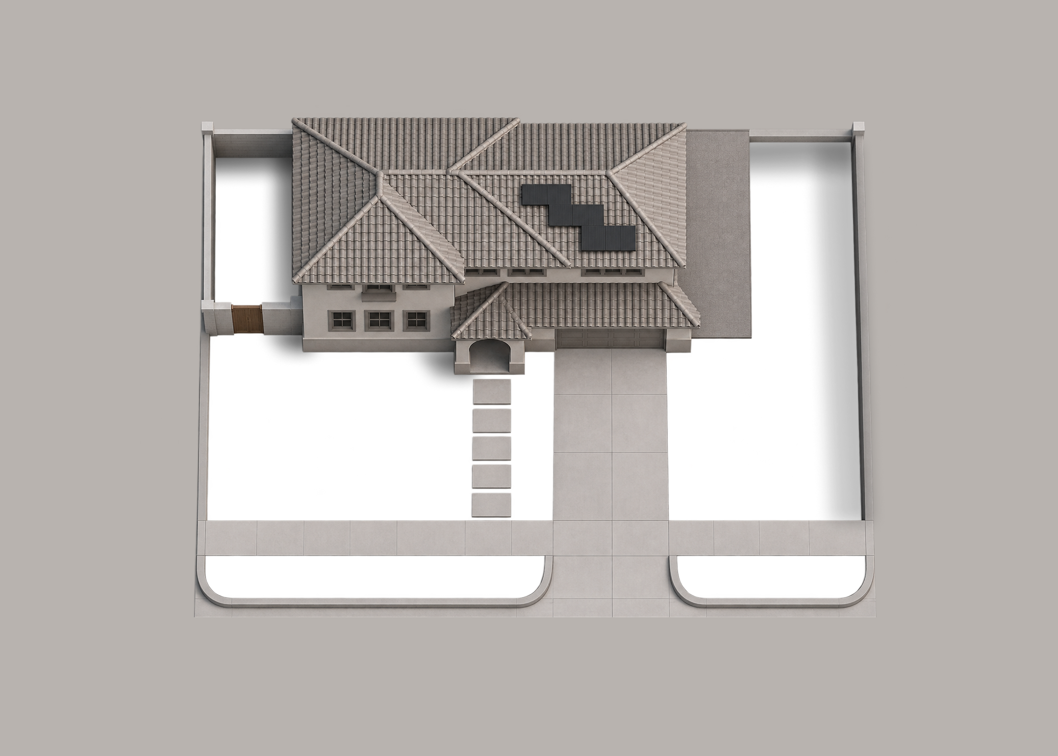 Top-down front-yard house plan used as the design canvas